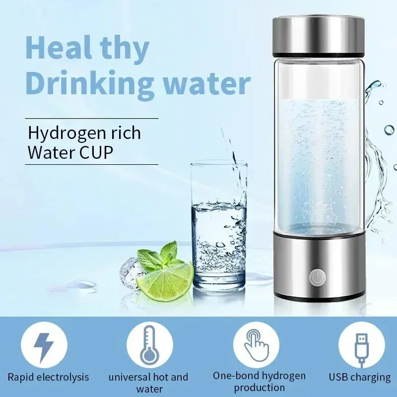 Tragbarer Wasserstoff-Wassergenerator – Elektrischer SPE/PEM Ionisierer-Becher für antioxidantienreiches Wasser