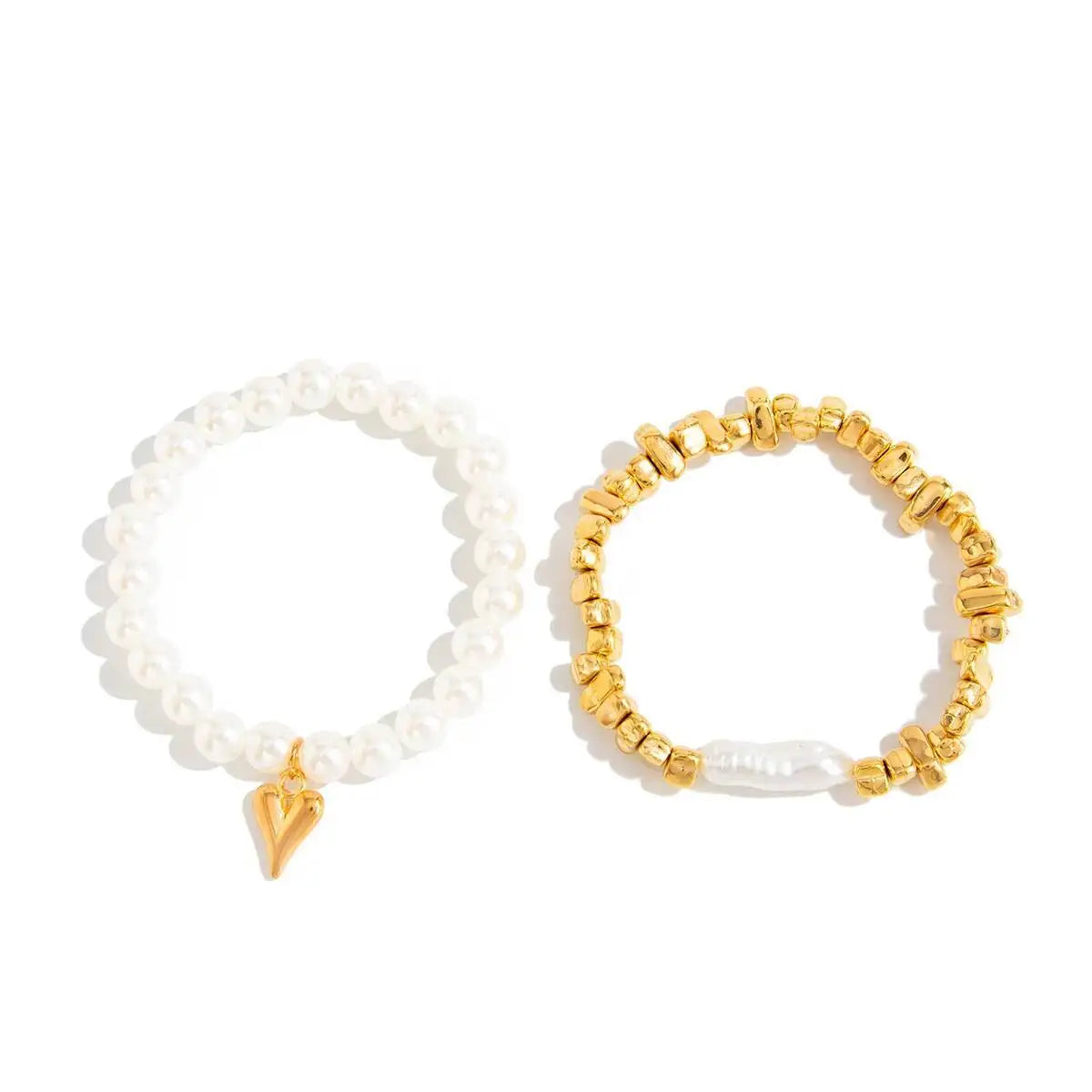 Aurelia™ 2er-Set Elegante Perlenarmbänder – Modeschmuck-Armband mit Herzanhänger