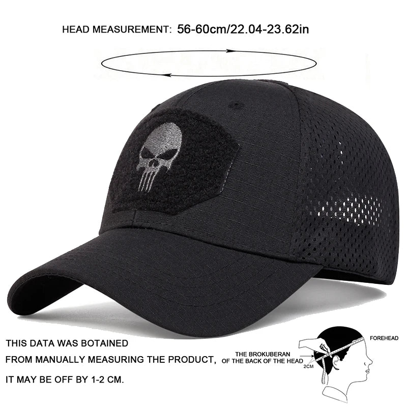 Unisex-Baseballkappe mit Totenkopf-Stickerei – Cooler Style trifft maximale Belüftung