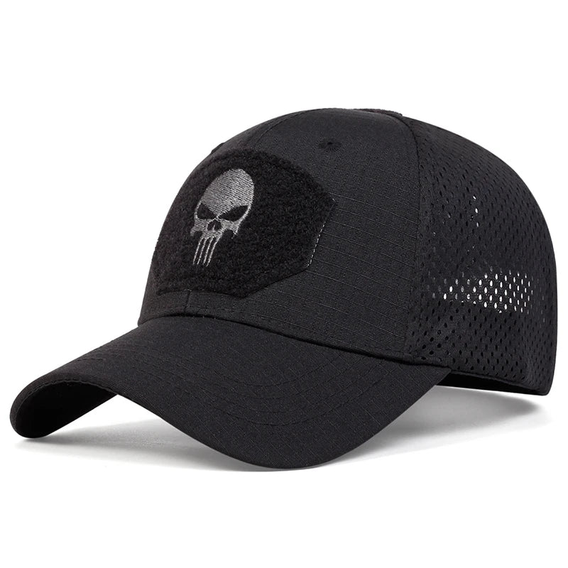 Unisex-Baseballkappe mit Totenkopf-Stickerei – Cooler Style trifft maximale Belüftung