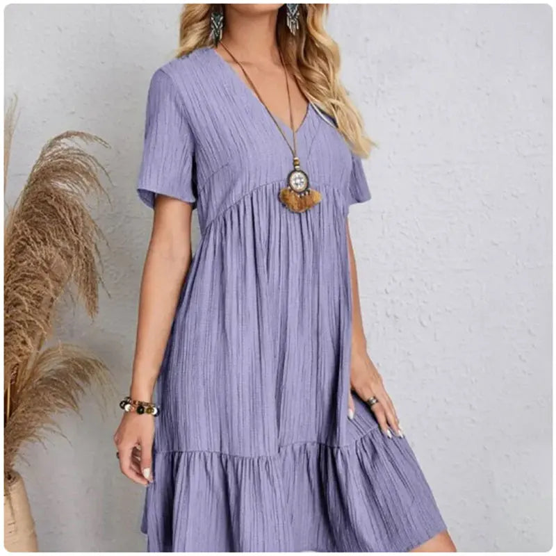 Amelia Leichtes Sommerkleid mit V-Ausschnitt