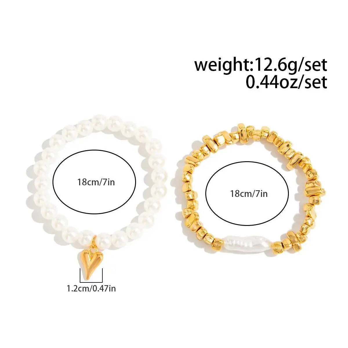 Aurelia™ 2er-Set Elegante Perlenarmbänder – Modeschmuck-Armband mit Herzanhänger