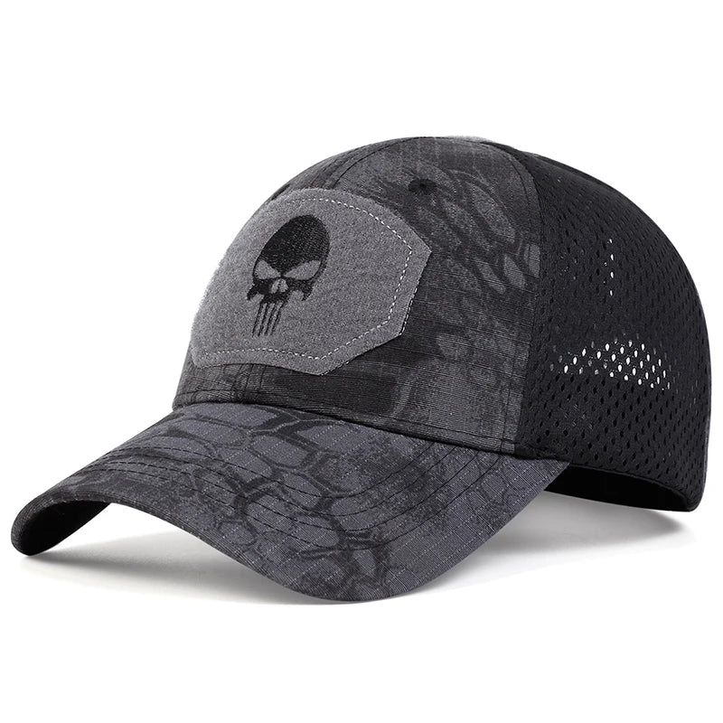 Unisex-Baseballkappe mit Totenkopf-Stickerei – Cooler Style trifft maximale Belüftung